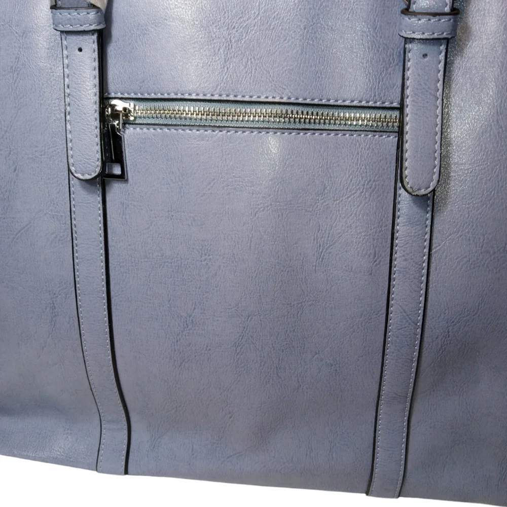 NWT Bromen Light Blue Faux Leather Laptop Bag